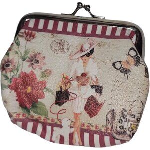 Classic Coin Purse with Woman Walking Print